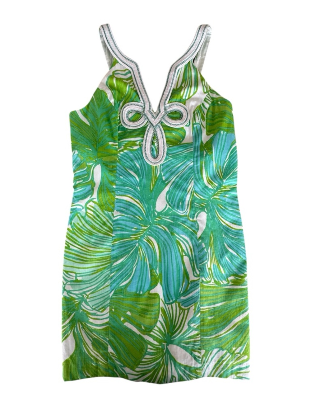 Lilly Pulitzer Pink Logo Tag on Light Green Fabric